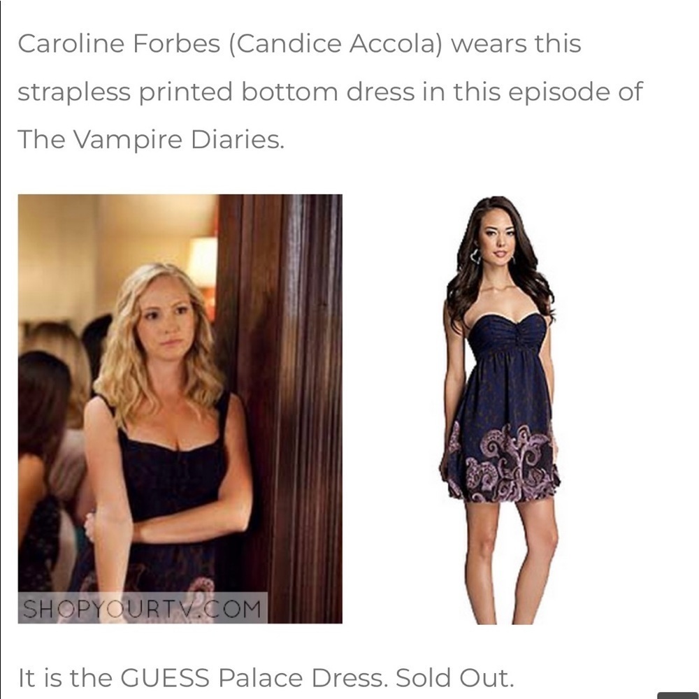CAROLINE FORBES GUESS PALACE strapless dress. WORN ON VAMPIRE DIARIES S3 E1 Sz 3